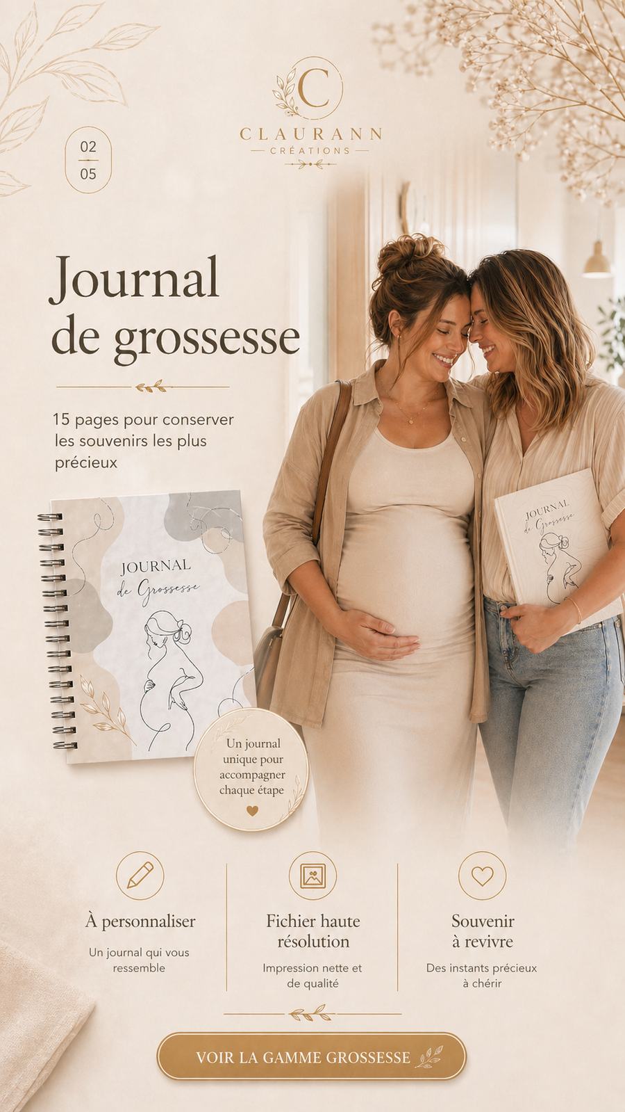 Grossesse & maternité – Journaux et supports doux pour garder une trace.