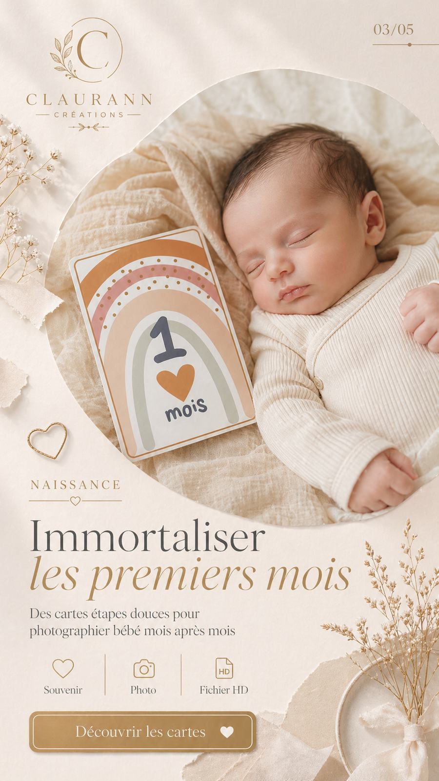 Naissance – Cartes étapes, affiches et souvenirs bébé.