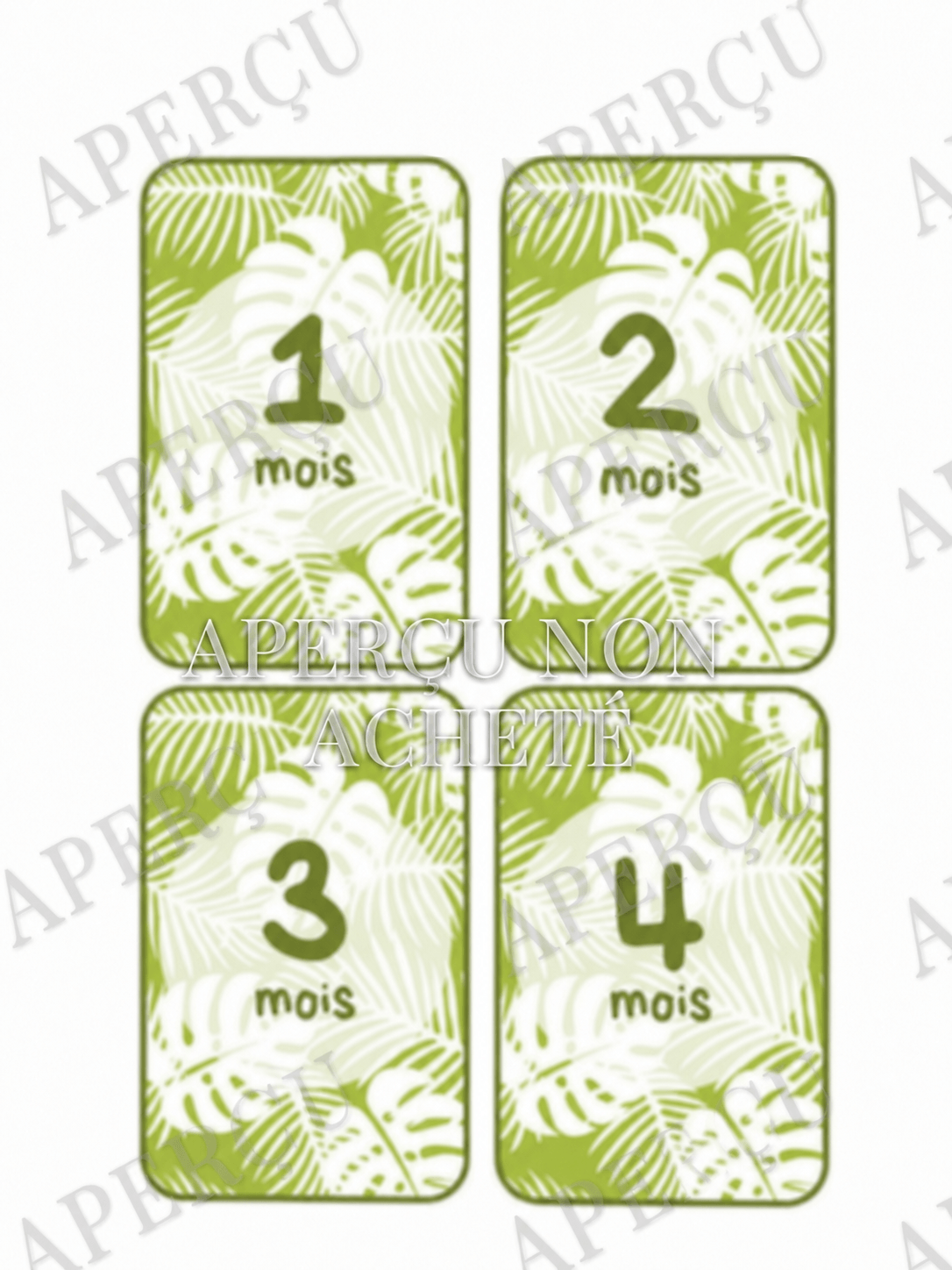Cartes étapes bébé tropicales vertes
