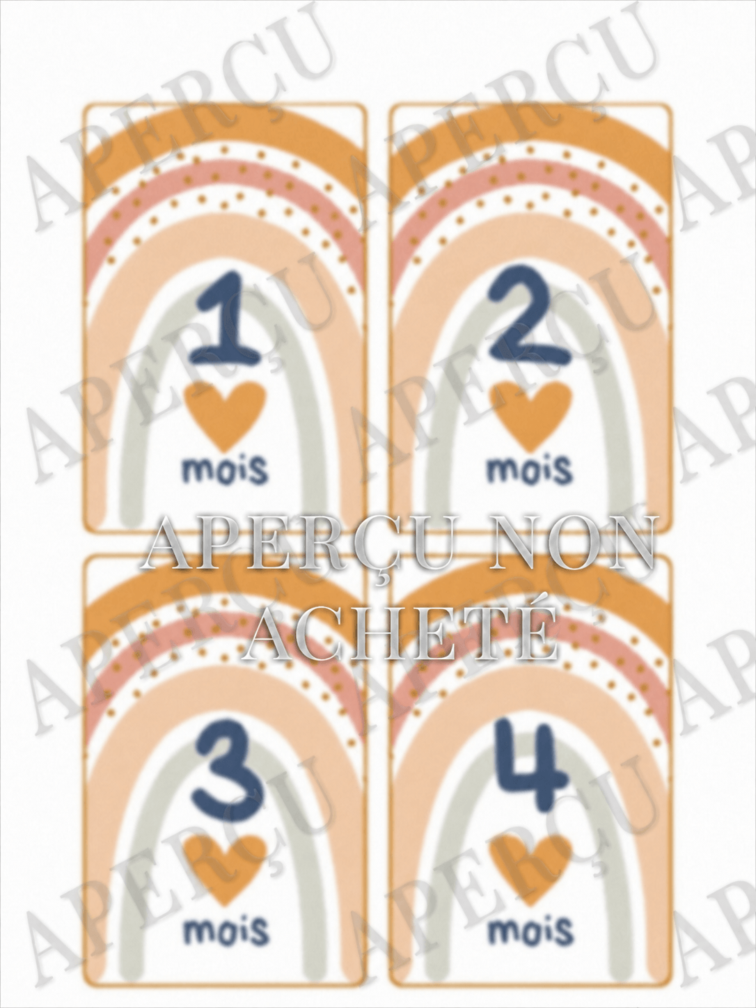 Cartes étapes bébé arc-en-ciel terracotta