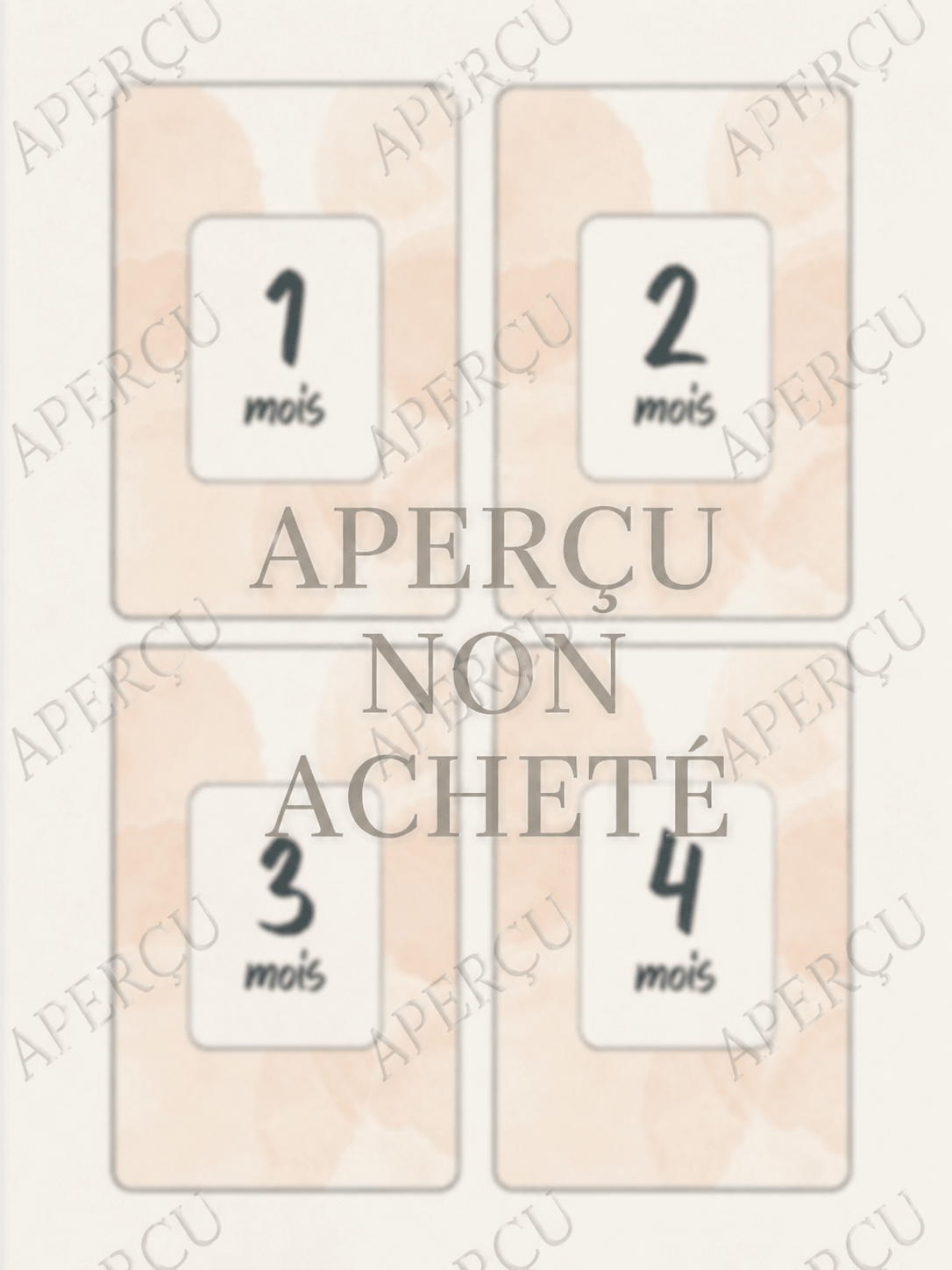Cartes étapes bébé aquarelle beige