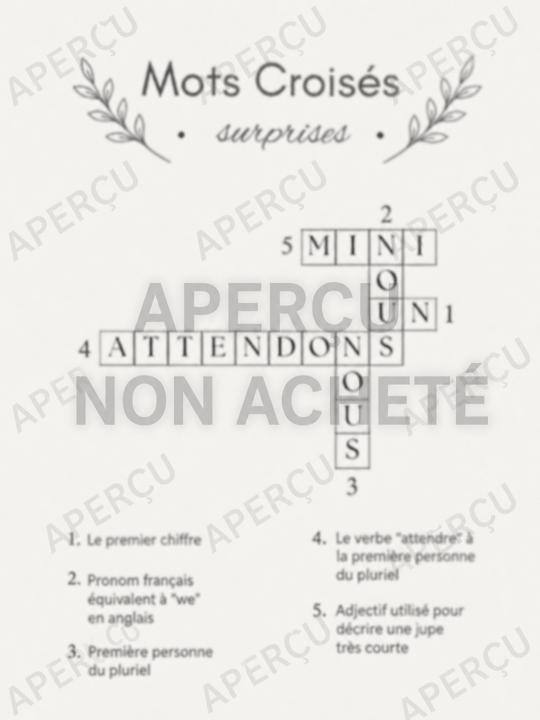 Mots croisés surprises personnalisés