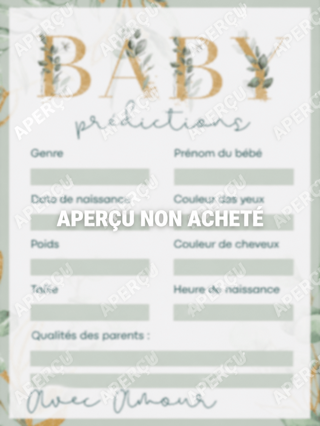 Carte Baby prédictions
