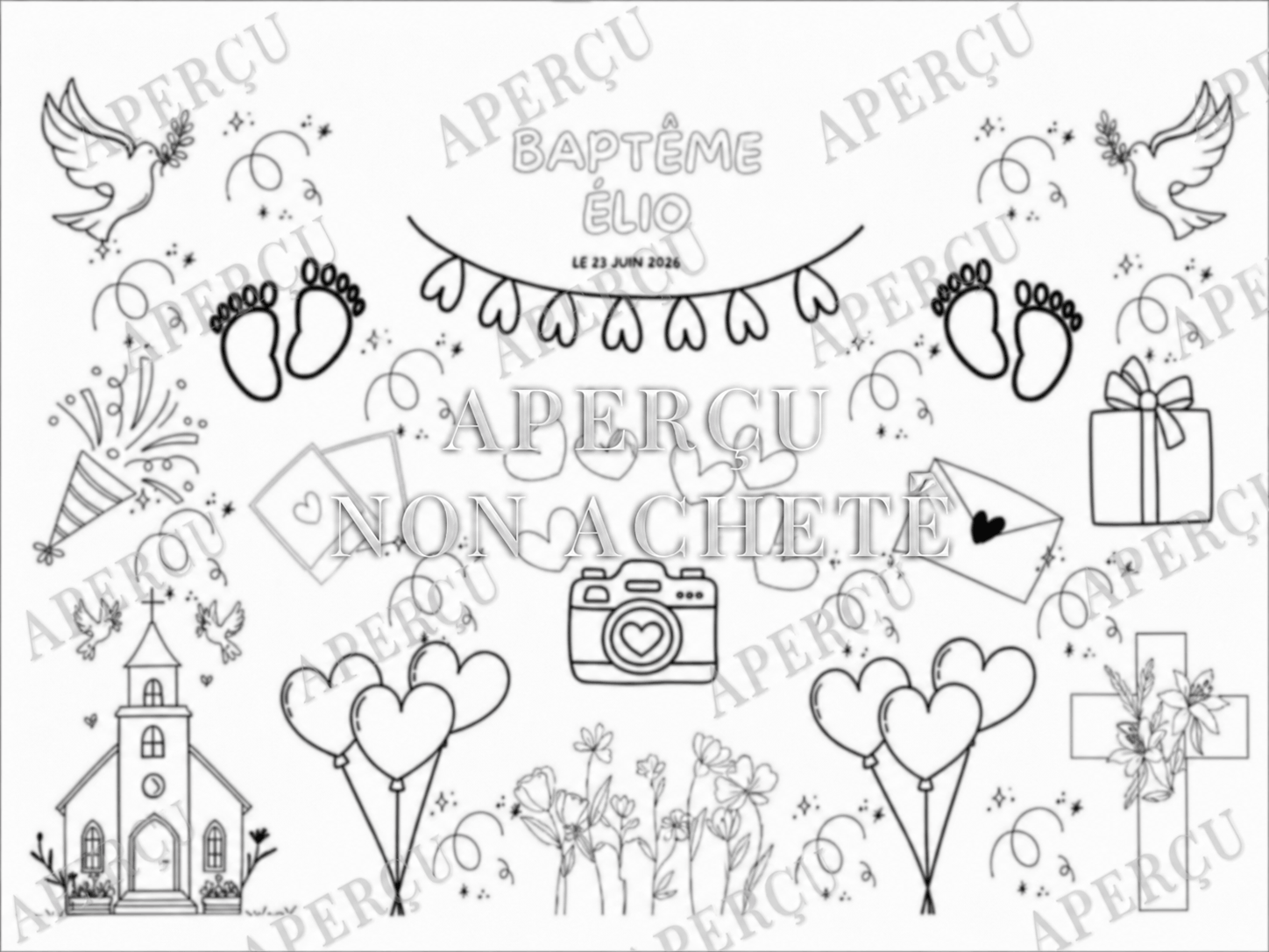 Coloriage baptême personnalisé