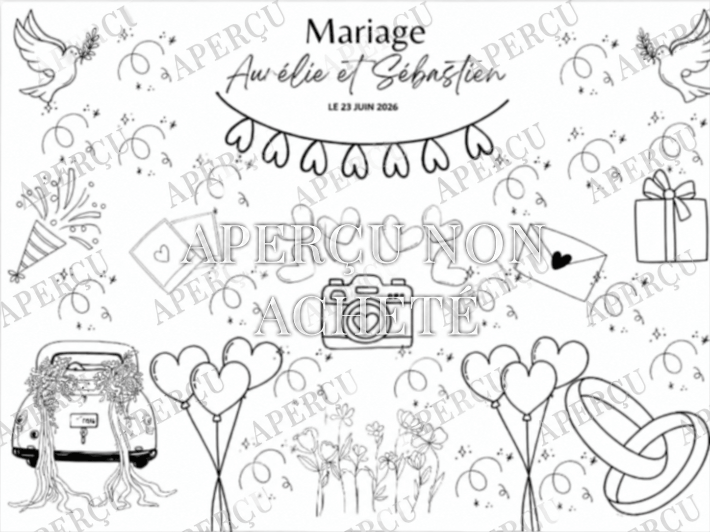 Coloriage mariage personnalisé